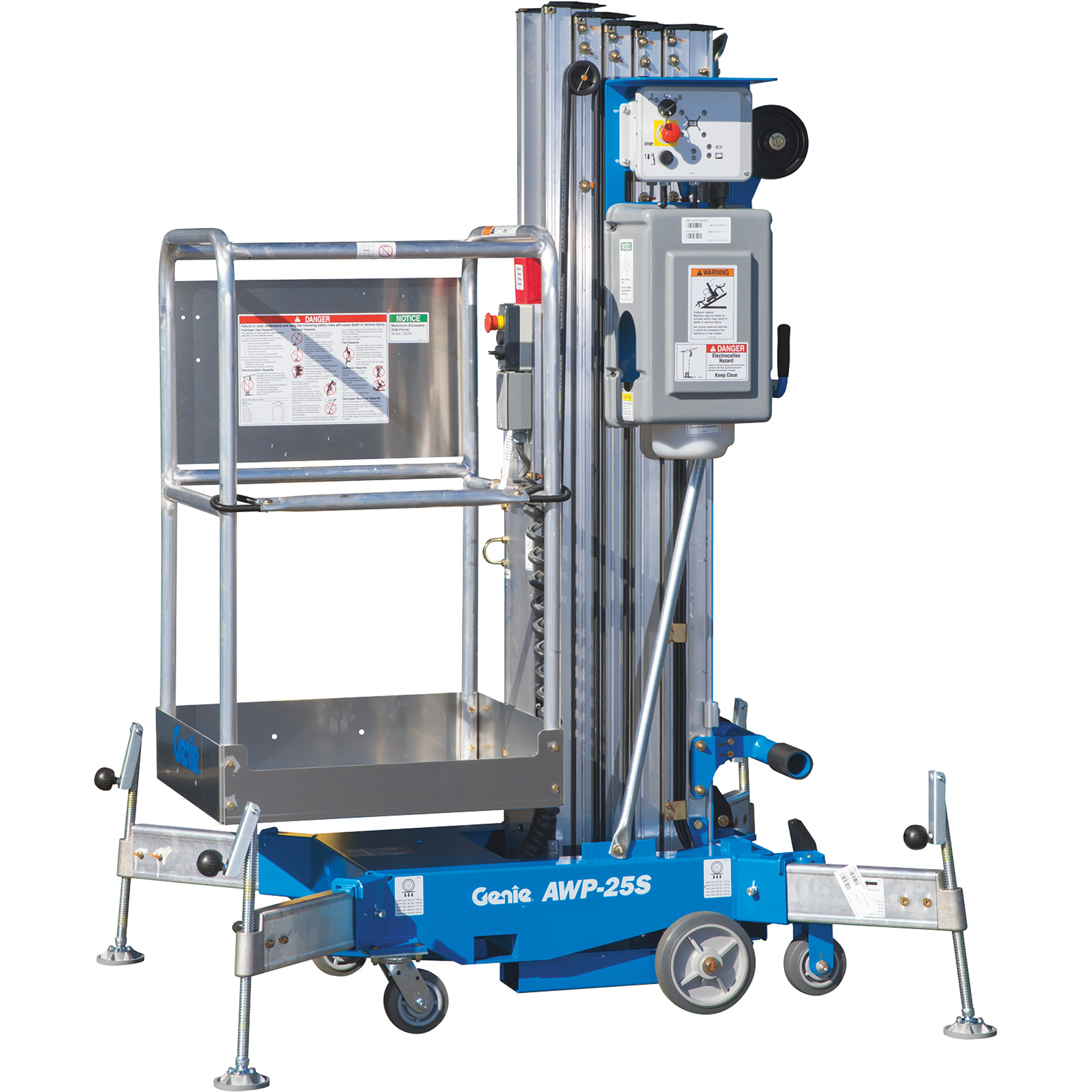 Genie Super Series AC Aerial Work Platform with Sliding Mid-Rail Entry, 24ft.11in. Lift, 350-Lb. Capacity, Model# AWP 25 AC STD